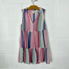 Crewcuts Girls Peasant Sun Dress SZ M Party Tiered Ruffle Neck Metallic Sparkle picture
