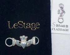 NEW 925 sterling silver LeStage Claddagh Convertible clasp, Celtic charm USA picture