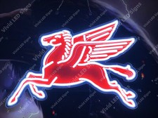 Mobilgas Pegasus Gas Oil Gasoline Vivid LED Neon Sign Light Lamp With Dimmer 32