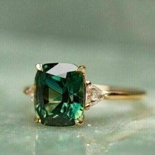 2.95Ct Art Deco Style Green Lab Created Diamond Engagement 14K Gold Finish Ring picture