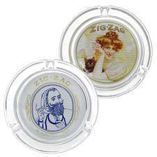 Zig-Zag Classic Glass Ashtray Thick Round Logo Tabletop Collectible 3.75in New picture