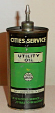 Vintage Old Oval Lead Top CITIES SERVICE 4 Oz Utility Oil Can - Handy Oiler Tin picture