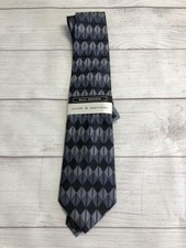 Croft & Barrow Tie Mens One Size Gray Geometric Silk Woven Classic Necktie picture