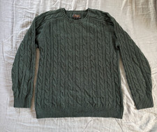 Beams Plus Green Cable Knit 100% Wool Sweater Pullover Size L (fits medium) picture
