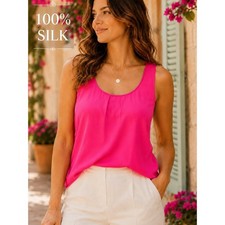 Lilly Pulitzer Pink 100% Silk Sleeveless Tank Top Blouse Size Medium picture
