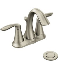 MOEN Eva 6410BN Brushed Nickel Two-Handle Centerset Bathroom Faucet with Drain picture