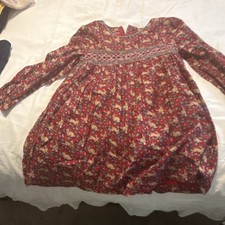 mini boden girls  Floral Smock Dress Long Sleeve Knee size 4-5. worn once picture