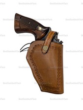 LEATHER HOLSTER S&W MODEL 28 .357 MAG OWB STRONG SIDE CROSSDRAW CARRY picture