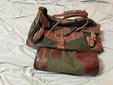 Vintage Orvis Battenkill Canvas & Leather Duffel Bag w/ Wine Bottle Carrier- Set picture