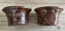 Pair VTG Native American Planter Pots Indian Chief Tribal Hand Painted Southwest picture