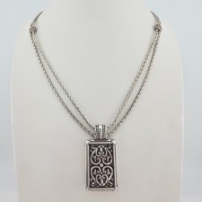 BRIGHTON 'Berkeley' Necklace Open Scrollwork Hearts 2 Strand Silver Plate 26