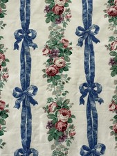 Vtg Mario Buatta Fabriyaz Chintz Fabric Floral Roses Ribbons Bows 2 yds 54
