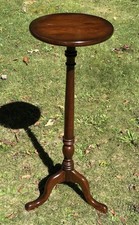 Vintage Victorian Style Queen Anne Mahogany Pedestal Plant Stand Turned Column picture