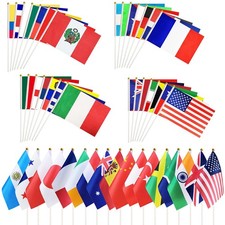 100 Countries International Flags of the World Mini Hand Held Flags Stick Nat... picture