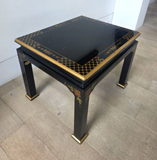 Vintage Jasper Cabinet Co. Black & Gold Chinoiserie Accent Side Table picture