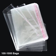 100-1000 Clear Poly Bags OPP Cellophane Plastic Cello Bag Self Adhesive Any Size picture