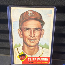 Vintage Topps 1953 Cliff Fannin #203 St. Louis Browns Baseball Card Dugout Quiz picture
