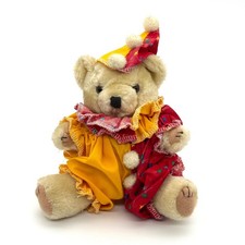 Vintage Clown Teddy Bear Plush Jester Outfit Stuffed Animal picture