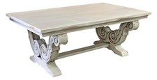 Pont-l’Abbé Coffee table, Distressed Whitewash, Ornate Carved Scrollwork Base picture