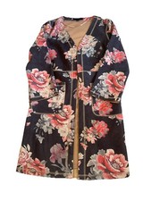 Solitaire Anthropology Open Front Floral Faux Suede Boho Jacket  XS picture
