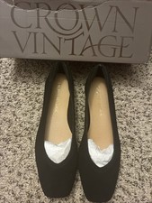 Crown Vintage Nish Black Suede Square Toe Ballet Flats CV-NISH Womens 7M NIB picture