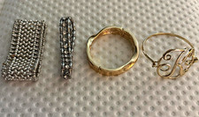4pc Mixed Lot Silver and Gold Tone Bracelets Cuff and Flex picture