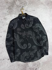 Versace Collection Trend Baroque Jacquard Men's Shirt Black Grey L 41 16 picture
