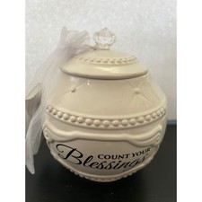 Count Your Blessings Jar Cream Ceramic White New Gift Decor Wedding Family picture