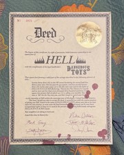 Vintage Dangerous Toys Deed to Hell, Certificate No. 3975 Paper Document picture