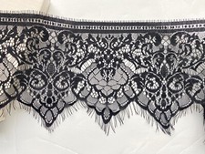 3 Yards Black Eyelash French Mesh Lace Trim for Sewing/Crafts/Dresses/7.25