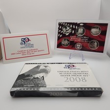 2008 S Silver Proof Quarters 25c U.S. Mint Set In OGP COA 5 Quarter Set Z-08Biz picture