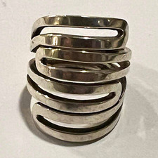 Retired silpada Maze sterling Silver 925 Wide Multi-Row Band Ring Size 8.5 picture