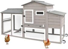 PetsCosset Chicken Coop Backyard Wooden Hen House Outdoor Poultry Cage W/ Wheels picture