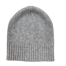 Nordstrom Gray 100% Cashmere Ribbed Knit Beanie Skull Cap N0459001NS One Size picture