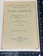RARE 1973 PIERRE DE RONSARD OEUVRES COMPLETES TOME II 1550 PAUL LAUMONIER DIDIER picture