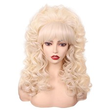 FantaLook Blonde Long Curly Wig 10 Inch (length) x 2 (height), picture