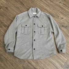 Reiss Liam Gray Overshirt Jacket Shacket Overcoat Wool Blend Mens Large L picture