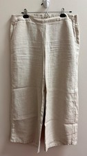 J. Jill Linen Beige Wide Leg Side Zip Cropped Pants Ankle Size M picture