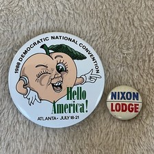 Lot 2 VTG Political Buttons 1988 Democrat  1968 Republican Richard Nixon picture