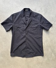 Bottega Veneta Men’s Short Sleeve Military Camp Collar Field Shirt Black 48 M picture