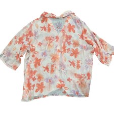 White Stag Women’s 3X Floral Chiffon Sheer Lightweight Button-Up Blouse picture