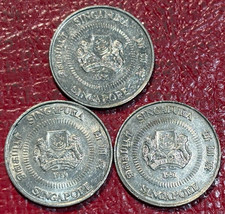 HIGH GRADE AU TO UNC  LOT 3 1986/1989/1991 SINGAPORE 10 CENTS COIN-MAY659 picture