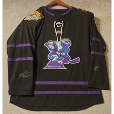 Athletic Knit Orlando Solar Bears ECHL Hockey Jersey Black Signed Youth XL picture