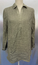 J. Jill Love Linen Tunic Womens Sz S V Neck Collared Popover Lagenlook Beach picture