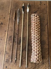 Native American Cherokee Basket Quiver Arrows Feather Handmade Indian Arrowhead picture