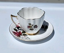 Vtg Royal London Bone China Teacup Saucer Set Floral Pattern  Gold Trim England picture