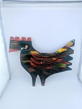 RA Miller Early Rooster Original Painting Metal  Folk Art signed Rare Two Sided  picture