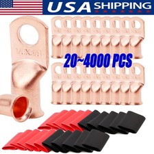 4000pcs 1/0 AWG Gauge Copper Lugs w/BLACK & RED Heat Shrink Ring Terminals Lot picture