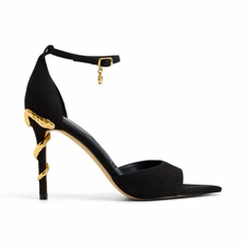 ALDO Women’s Black Leather Strappy Ankle Strap Open Toe Stiletto Heels 8.5 picture