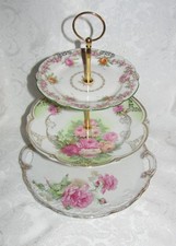 Custom Three Tier Tea Party Cake Stand Made With Antique Plates picture